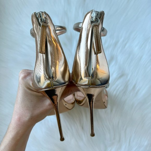 Giuseppe Zanotti Women's Rose Gold Metallic Leather Harmony Sandals Size 38.5 - Picture 7 of 9